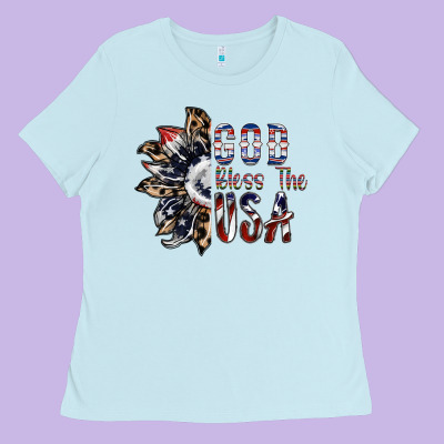 God Bless The Usa Ladies Tee Designed By Sublimationcraftshop