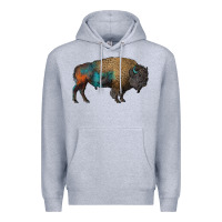 Heather Grey leopard bison Premium Hoodie - RanaPortraitStore