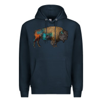 Navy leopard bison Premium Hoodie - RanaPortraitStore