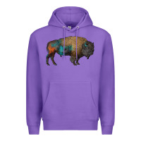 Purple leopard bison Premium Hoodie - RanaPortraitStore