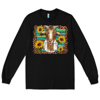 Black goat daisy sunflowers leopard serape glitter Long Sleeve Tee - Artiststas