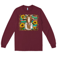 Burgundy goat daisy sunflowers leopard serape glitter Long Sleeve Tee - Artiststas