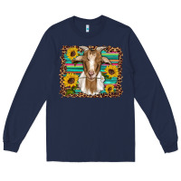 Navy goat daisy sunflowers leopard serape glitter Long Sleeve Tee - Artiststas