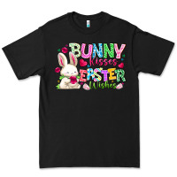 Black Bunny Kisses Easter Wishes Premium Tee - CowhideDigitalArt