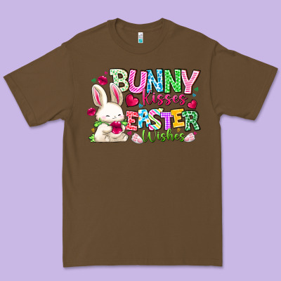 Bunny Kisses Easter Wishes Premium Tee Designed By Cowhidedigitalart