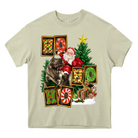 Mossy Christmas Trex Ho Ho Ho Santa Heavy Core Tee - FaDigitalArtStudio