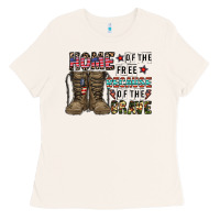 Bone home of the free beacause of the brave Ladies Tee - CowhideDigitalArt