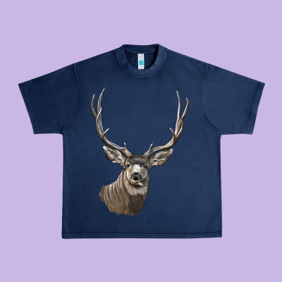 Mule Buck Deer Head Urban Heavy Tee Designed By Lillyallendesigns