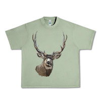 Oil Green Mule Buck Deer Head Urban Heavy Tee - LillyAllenDesigns
