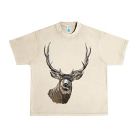 Sandshell Mule Buck Deer Head Urban Heavy Tee - LillyAllenDesigns