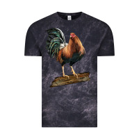 Cloud Black american game rooster standing Vintage Tee - LillyAllenDesigns