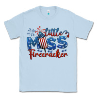 Dusty Blue little miss firecracker 4th of july Classic Tee - BarkalooDesign