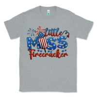 Heather Grey little miss firecracker 4th of july Classic Tee - BarkalooDesign