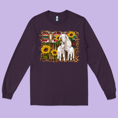 Gats Baby Gots Sunflowers Wooden Serape Leopard Long Sleeve Tee Designed By Artiststas