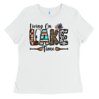 White living on lake time Ladies Tee - CowhideDigitalArt
