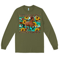 Army Green western horse sunflowers Long Sleeve Tee - Artiststas