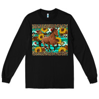 Black western horse sunflowers Long Sleeve Tee - Artiststas
