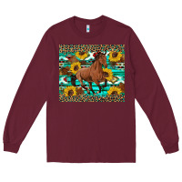 Burgundy western horse sunflowers Long Sleeve Tee - Artiststas