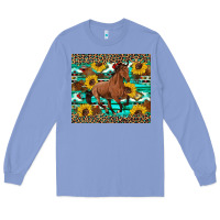 Colony Blue western horse sunflowers Long Sleeve Tee - Artiststas