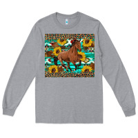 Heather Grey western horse sunflowers Long Sleeve Tee - Artiststas