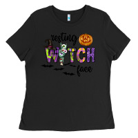 Black Resting Witch Face Ladies Tee - CowhideDigitalArt