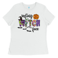 White Resting Witch Face Ladies Tee - CowhideDigitalArt