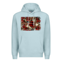 Blue Mist christmas leopard cowhide background Premium Hoodie - BarkalooDesign