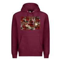 Burgundy christmas leopard cowhide background Premium Hoodie - BarkalooDesign