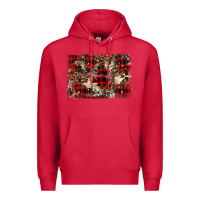 Cardinal christmas leopard cowhide background Premium Hoodie - BarkalooDesign