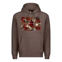 Coffee christmas leopard cowhide background Premium Hoodie - BarkalooDesign