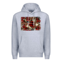 Heather Grey christmas leopard cowhide background Premium Hoodie - BarkalooDesign