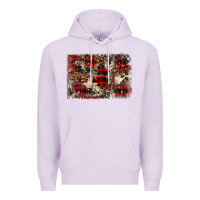 Lilac christmas leopard cowhide background Premium Hoodie - BarkalooDesign