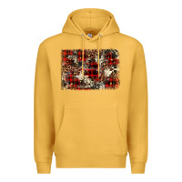 Mustard christmas leopard cowhide background Premium Hoodie - BarkalooDesign
