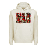 Oatmeal Heather christmas leopard cowhide background Premium Hoodie - BarkalooDesign