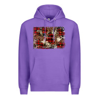 Purple christmas leopard cowhide background Premium Hoodie - BarkalooDesign