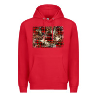 Red christmas leopard cowhide background Premium Hoodie - BarkalooDesign