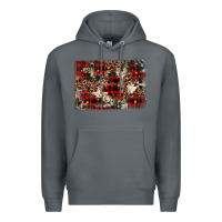 Rock christmas leopard cowhide background Premium Hoodie - BarkalooDesign