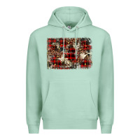 Seafoam christmas leopard cowhide background Premium Hoodie - BarkalooDesign