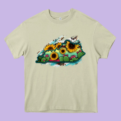 Kentucky Map Sunflower Cactus Serape Heavy Core Tee Designed By Ranaportraitstore