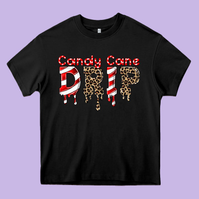 Candy Cane Drip Heavy Core Tee Designed By Fadigitalartstudio