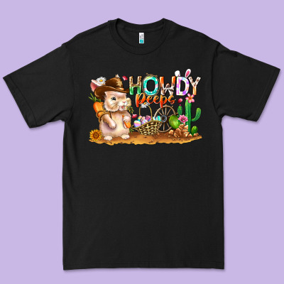 Easter Howdy Peeps Bunny Premium Tee Designed By Cowhidedigitalart