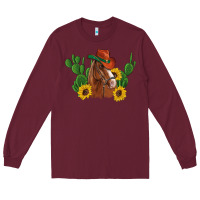 Burgundy western horse cowboy hat cactus sunflowers Long Sleeve Tee - Artiststas