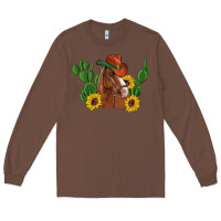 Chestnut western horse cowboy hat cactus sunflowers Long Sleeve Tee - Artiststas