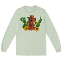 Matcha western horse cowboy hat cactus sunflowers Long Sleeve Tee - Artiststas