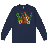 Navy western horse cowboy hat cactus sunflowers Long Sleeve Tee - Artiststas