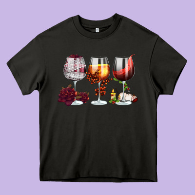 Hallothanksmas Halloween Thanksgiving  Christmas Wine Heavy Core Tee Designed By Fadigitalartstudio