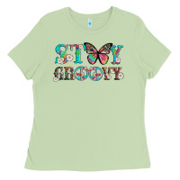 Matcha stay groovy with butterfly peace sign and flowers Ladies Tee - Artiststas