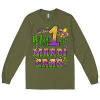 Army Green my first mardi gras glitter fleur de lis Long Sleeve Tee - Artiststas