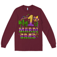 Burgundy my first mardi gras glitter fleur de lis Long Sleeve Tee - Artiststas