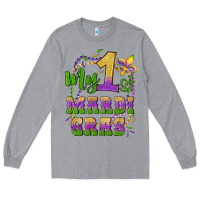 Heather Grey my first mardi gras glitter fleur de lis Long Sleeve Tee - Artiststas